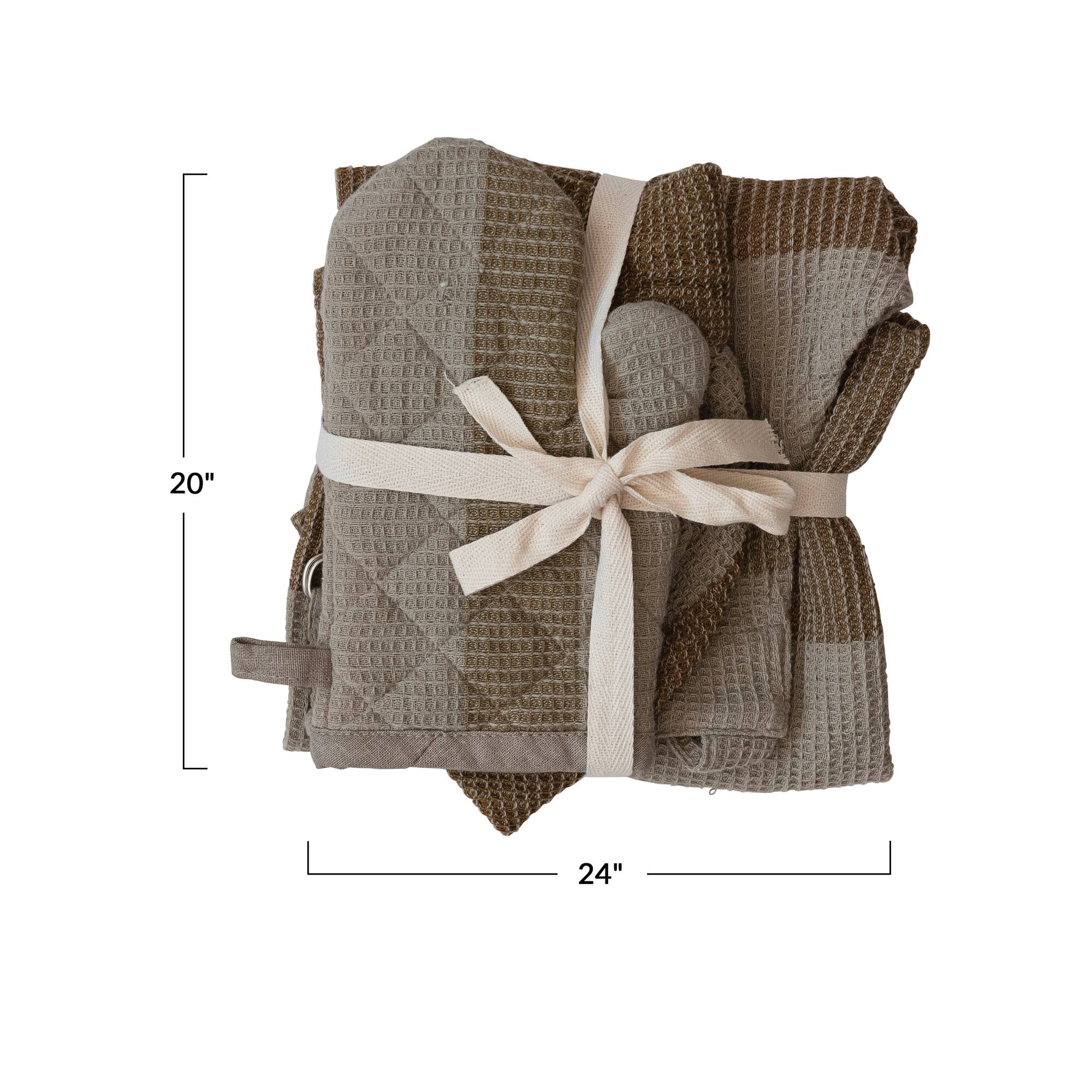 Hello Honey® Beige & Gray Child Apron, Chef Hat & Oven Mitt Set